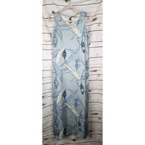 Tommy Bahama Blue Floral Maxi Silk Tank Dress S Sleeveless Long Resort Cruise